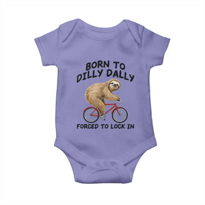 Funny Sloth Lover Baby Onesie Born To Dilly Dally Forced To Lock In TS12 Violet Print Your Wear