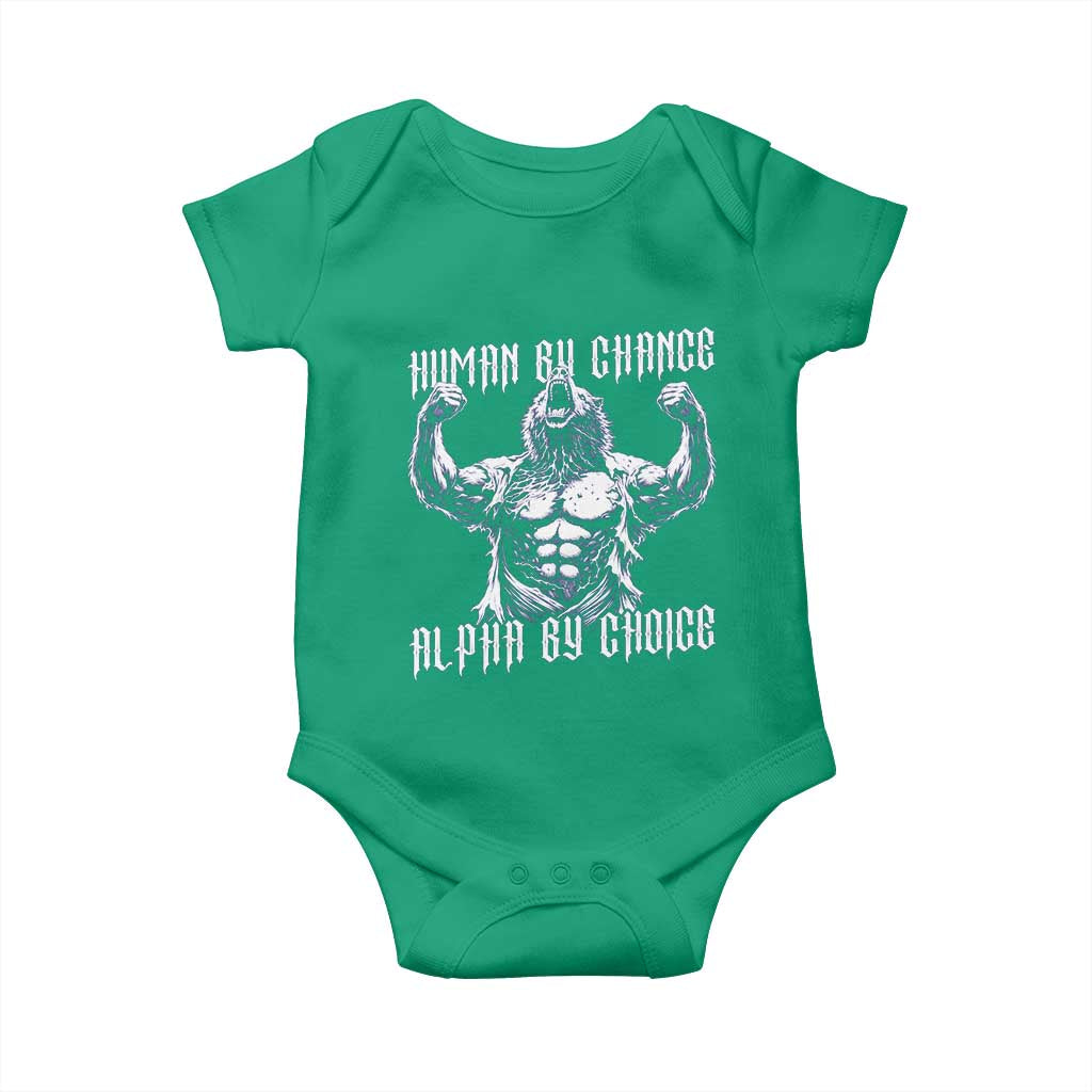Funny Cringe Werewolf Memes Baby Onesie Human By Chance Alpha By Choice TS12 Irish Green Print Your Wear