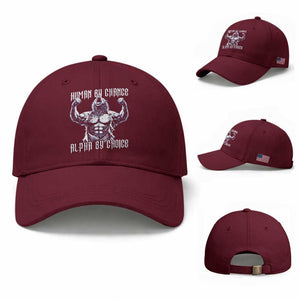 Funny Cringe Werewolf Memes Baseball Cap Human By Chance Alpha By Choice TS12 Baseball Cap Universal Fit Maroon Print Your Wear