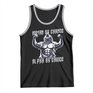 Funny Cringe Werewolf Memes Tank Top Human By Chance Alpha By Choice TS12 Black Athletic Heather Print Your Wear