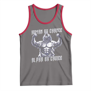 Funny Cringe Werewolf Memes Tank Top Human By Chance Alpha By Choice TS12 Deep Heather Red Print Your Wear