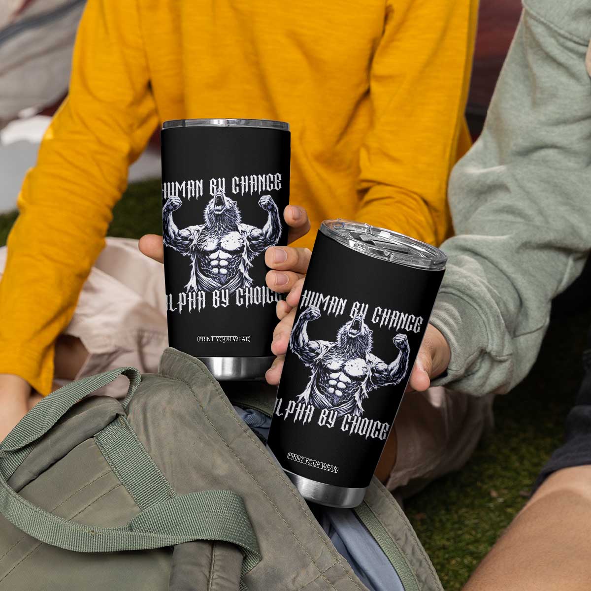 Funny Cringe Werewolf Memes Tumbler Cup Human By Chance Alpha By Choice TS12 Print Your Wear