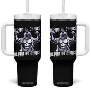 Funny Cringe Werewolf Memes Tumbler With Handle Human By Chance Alpha By Choice TS12 One Size: 40 oz Black Print Your Wear