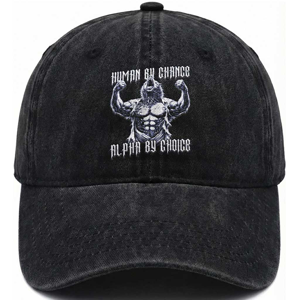 Funny Cringe Werewolf Memes Washed Cotton Baseball Cap Human By Chance Alpha By Choice TS12 Print Your Wear