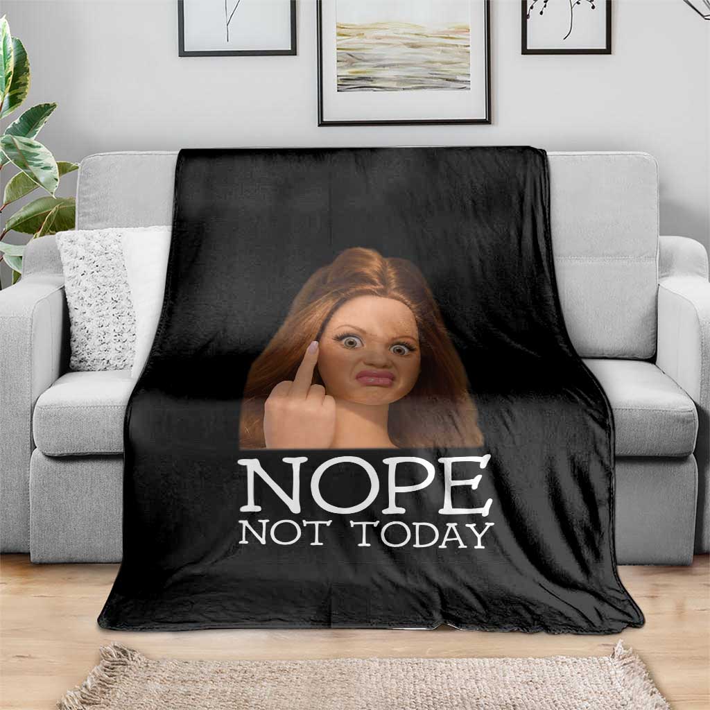 Funny Doll Face Disgusted Throw Blanket Nope Not Today Meme TS12 Print Your Wear