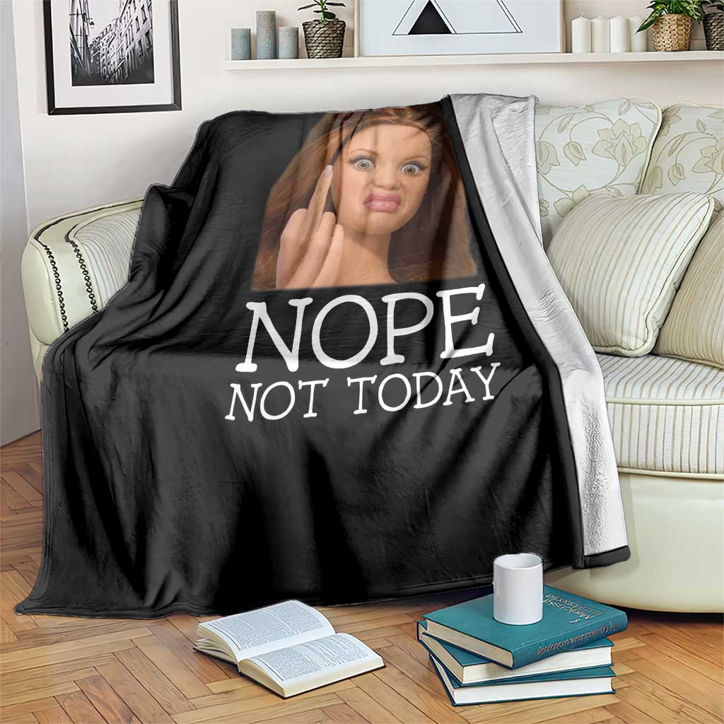 Funny Doll Face Disgusted Throw Blanket Nope Not Today Meme TS12 Print Your Wear