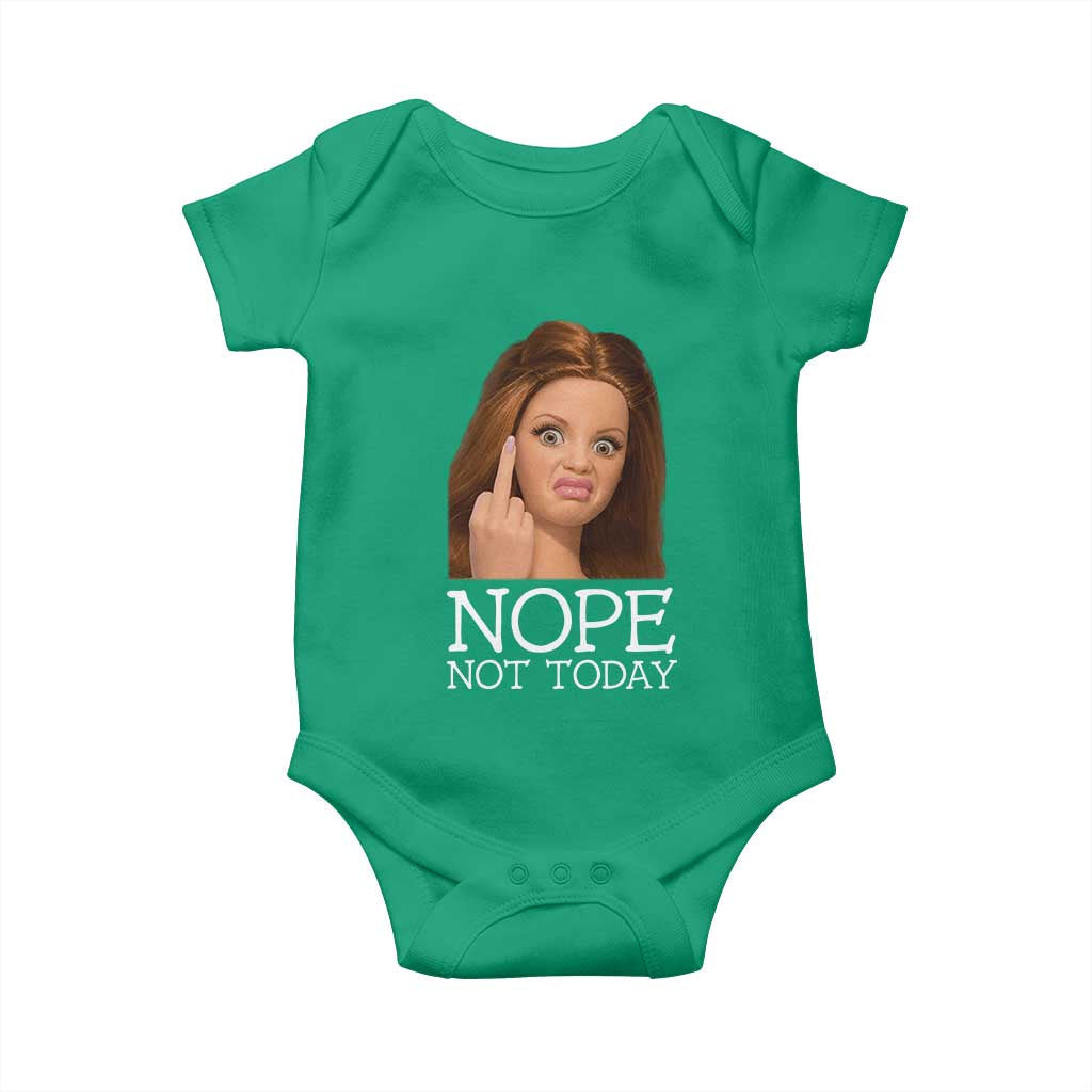 Funny Doll Face Disgusted Baby Onesie Nope Not Today Meme TS12 Irish Green Print Your Wear