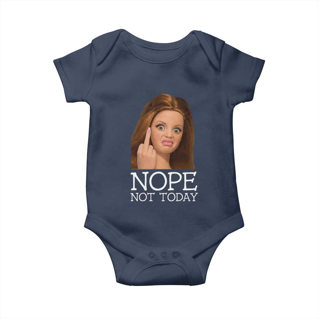 Funny Doll Face Disgusted Baby Onesie Nope Not Today Meme TS12 Navy Print Your Wear