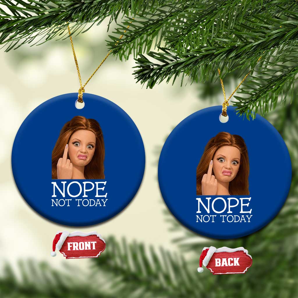 Funny Doll Face Disgusted Ceramic Ornament Nope Not Today Meme TS12 1pc Blue Print Your Wear