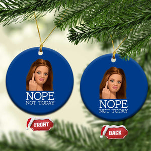 Funny Doll Face Disgusted Ceramic Ornament Nope Not Today Meme TS12 1pc Blue Print Your Wear