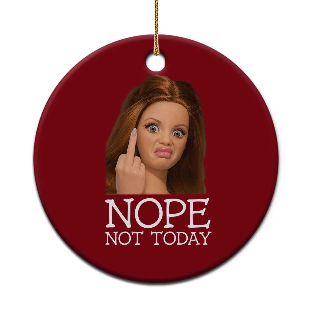 Funny Doll Face Disgusted Ceramic Ornament Nope Not Today Meme TS12 1pc Red Print Your Wear