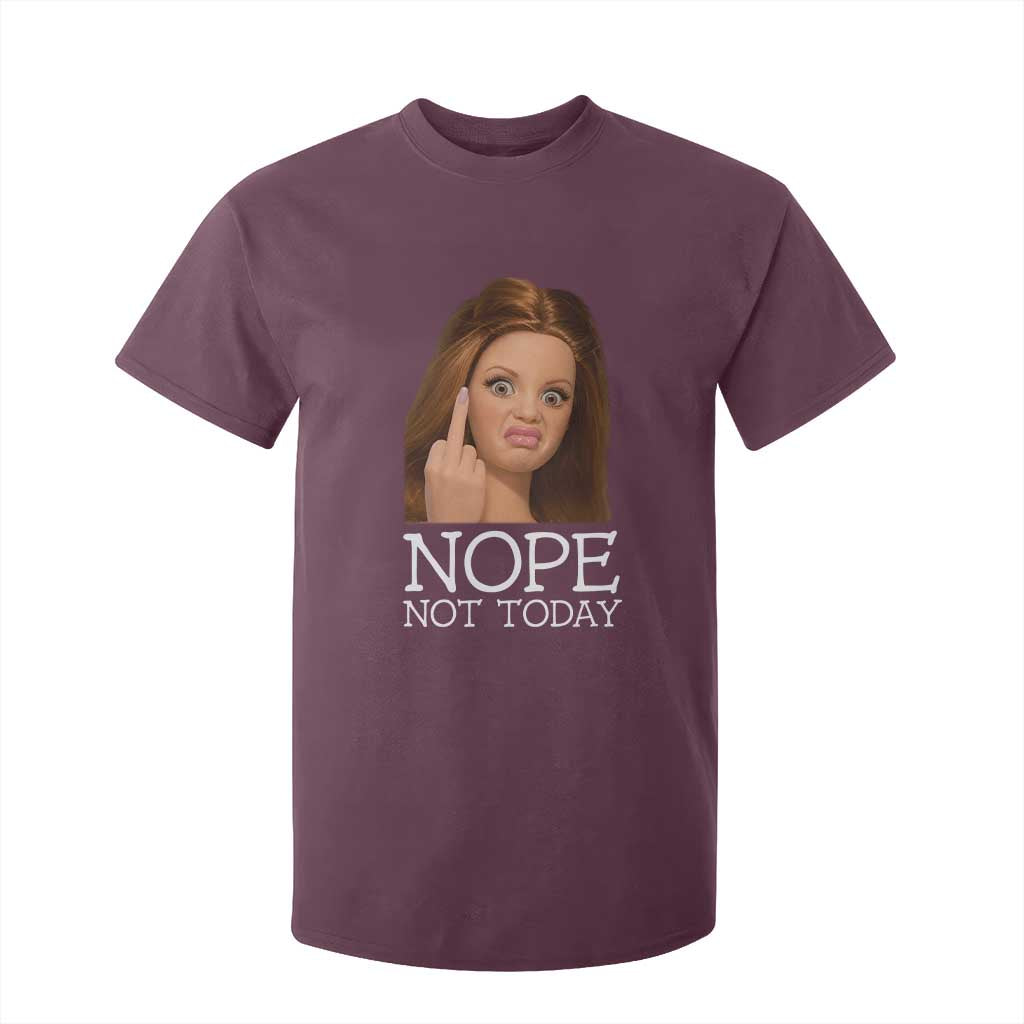 Funny Doll Face Disgusted T Shirt For Kid Nope Not Today Meme TS12 Maroon Print Your Wear