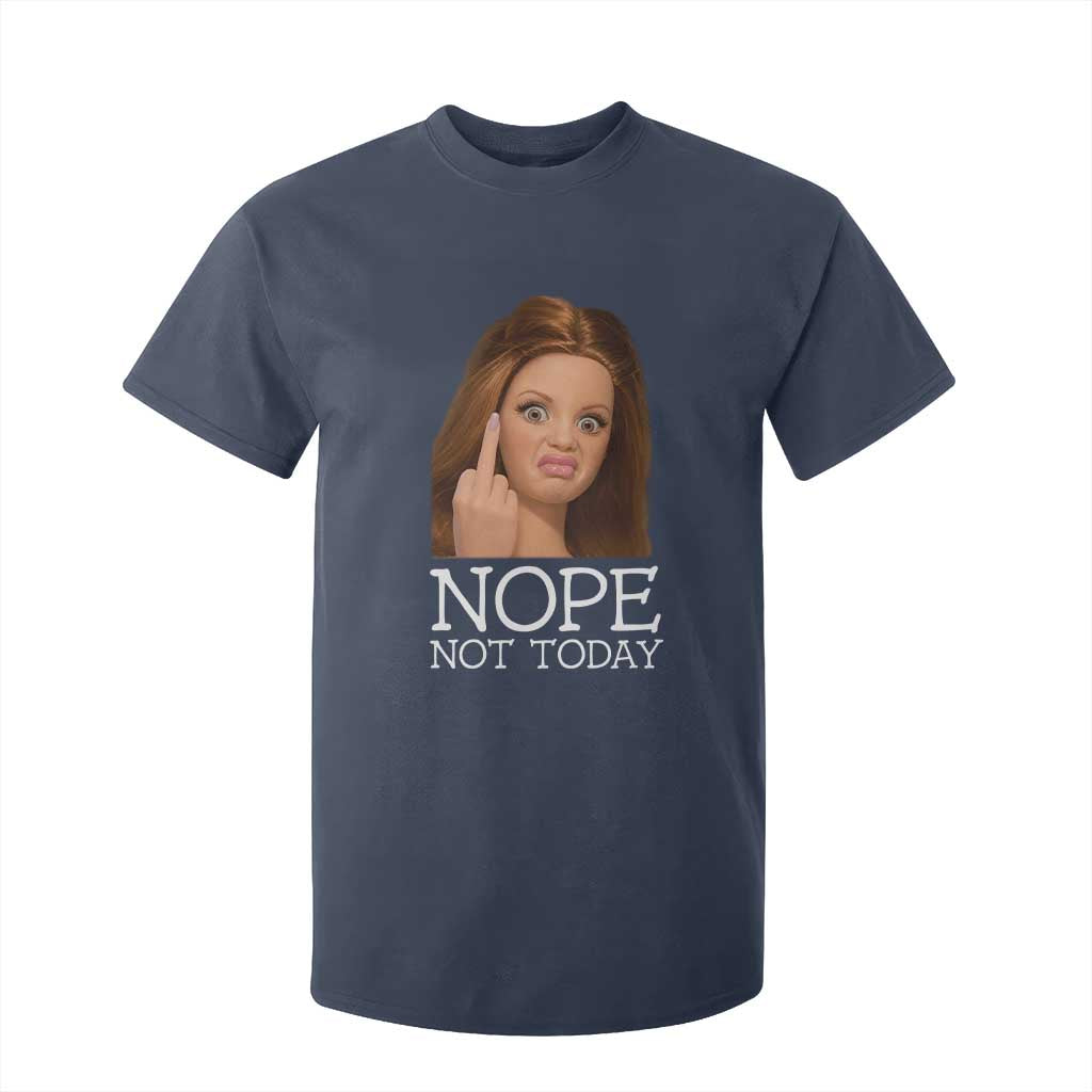 Funny Doll Face Disgusted T Shirt For Kid Nope Not Today Meme TS12 Navy Print Your Wear