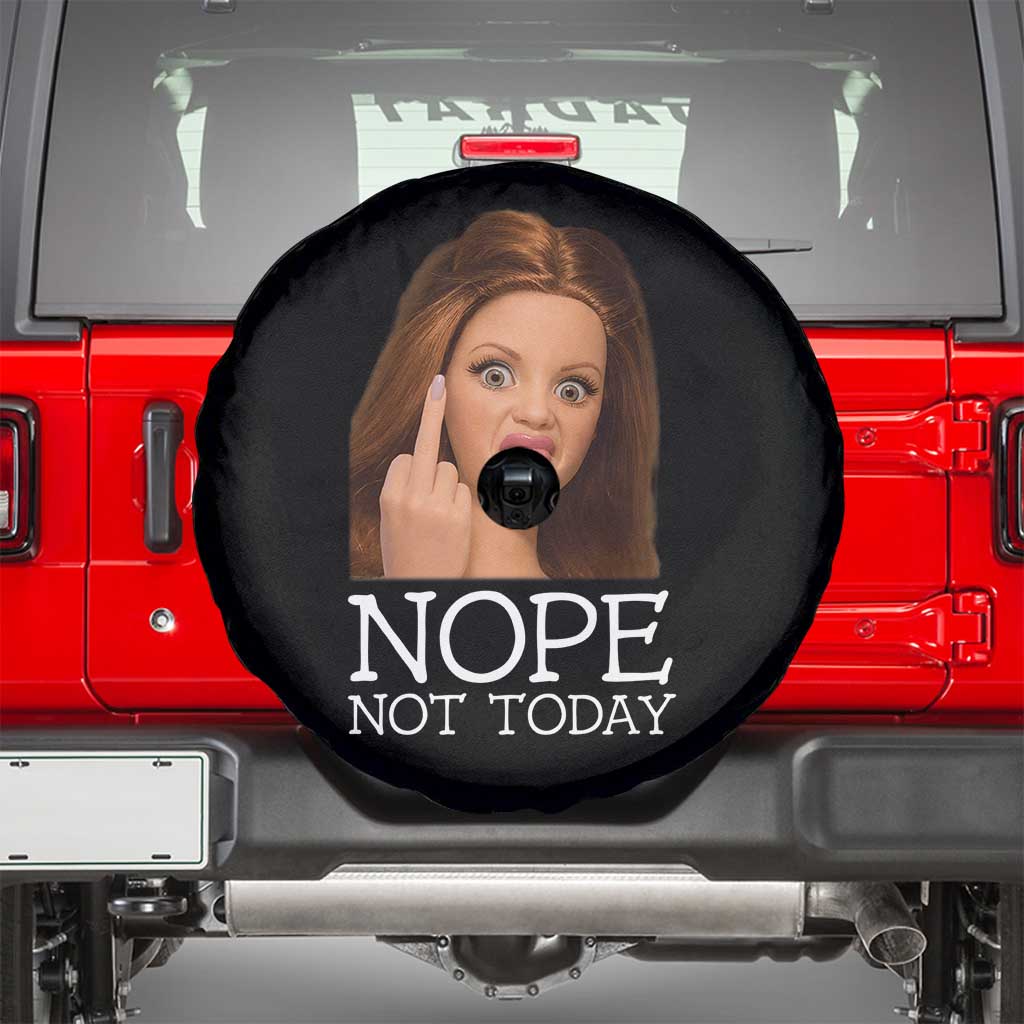 Funny Doll Face Disgusted Spare Tire Cover Nope Not Today Meme TS12 Black Print Your Wear