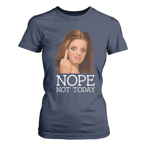 Funny Doll Face Disgusted T Shirt For Women Nope Not Today Meme TS12 Navy Print Your Wear