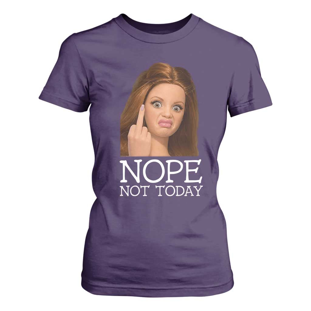 Funny Doll Face Disgusted T Shirt For Women Nope Not Today Meme TS12 Purple Print Your Wear
