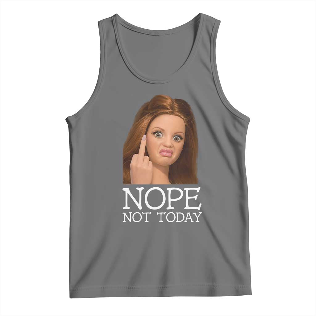Funny Doll Face Disgusted Tank Top Nope Not Today Meme TS12 Black Heather Print Your Wear