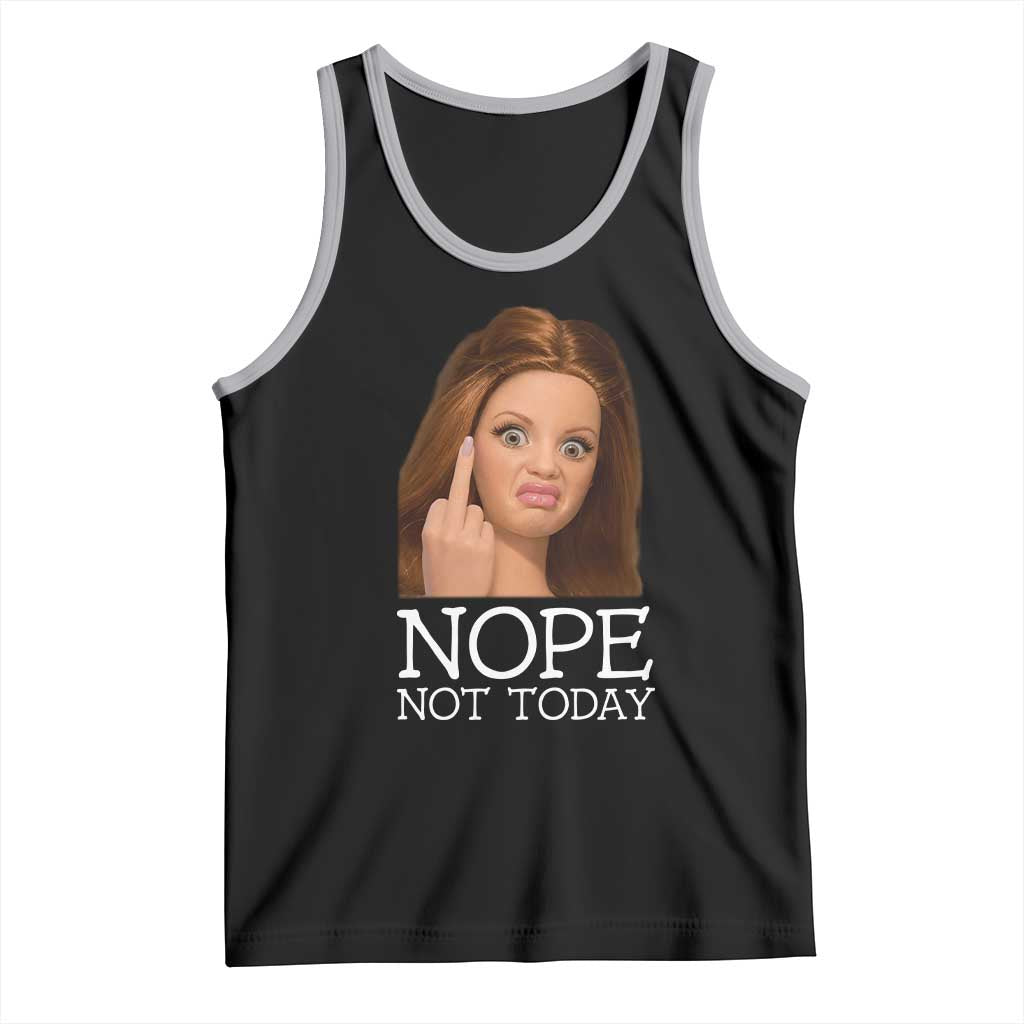 Funny Doll Face Disgusted Tank Top Nope Not Today Meme TS12 Black Athletic Heather Print Your Wear