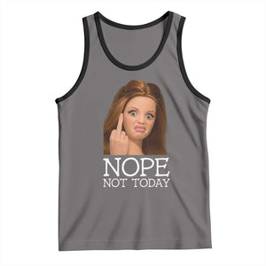 Funny Doll Face Disgusted Tank Top Nope Not Today Meme TS12 Deep Heather Black Print Your Wear