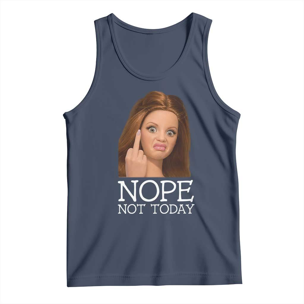 Funny Doll Face Disgusted Tank Top Nope Not Today Meme TS12 Navy Print Your Wear