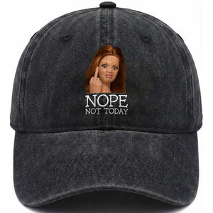 Funny Doll Face Disgusted Washed Cotton Baseball Cap Nope Not Today Meme TS12 Print Your Wear