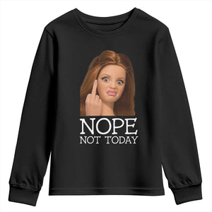 Funny Doll Face Disgusted Youth Sweatshirt Nope Not Today Meme TS12 Black Print Your Wear
