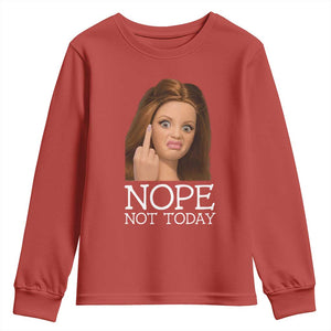 Funny Doll Face Disgusted Youth Sweatshirt Nope Not Today Meme TS12 Red Print Your Wear