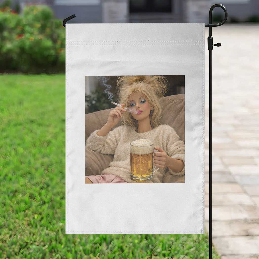 Funny Smoking And Drinking Doll Meme Garden Flag Weekend Relaxation TS12 Print Your Wear