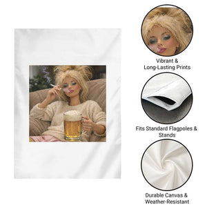 Funny Smoking And Drinking Doll Meme Garden Flag Weekend Relaxation TS12 Print Your Wear