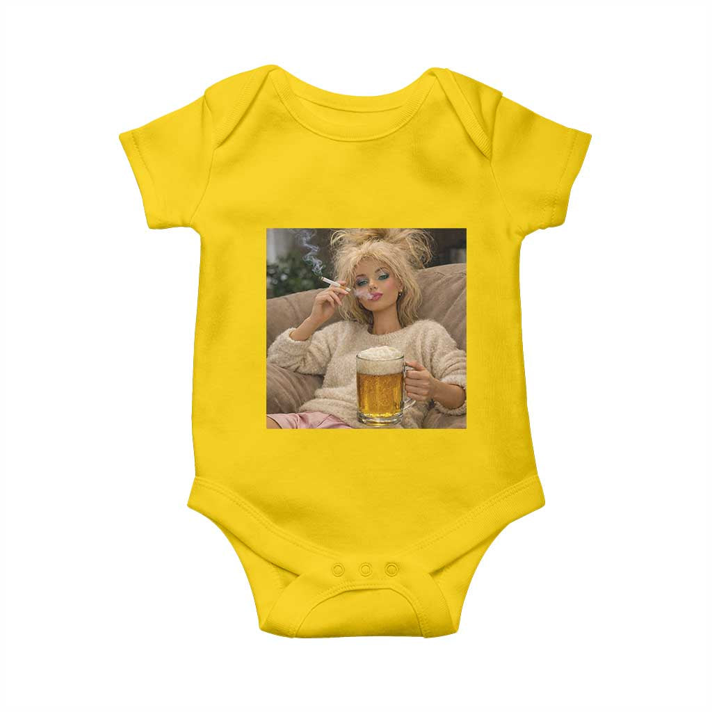 Funny Smoking And Drinking Doll Meme Baby Onesie Weekend Relaxation TS12 Daisy Print Your Wear