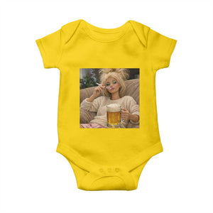 Funny Smoking And Drinking Doll Meme Baby Onesie Weekend Relaxation TS12 Daisy Print Your Wear