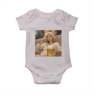 Funny Smoking And Drinking Doll Meme Baby Onesie Weekend Relaxation TS12 Ice Gray Print Your Wear