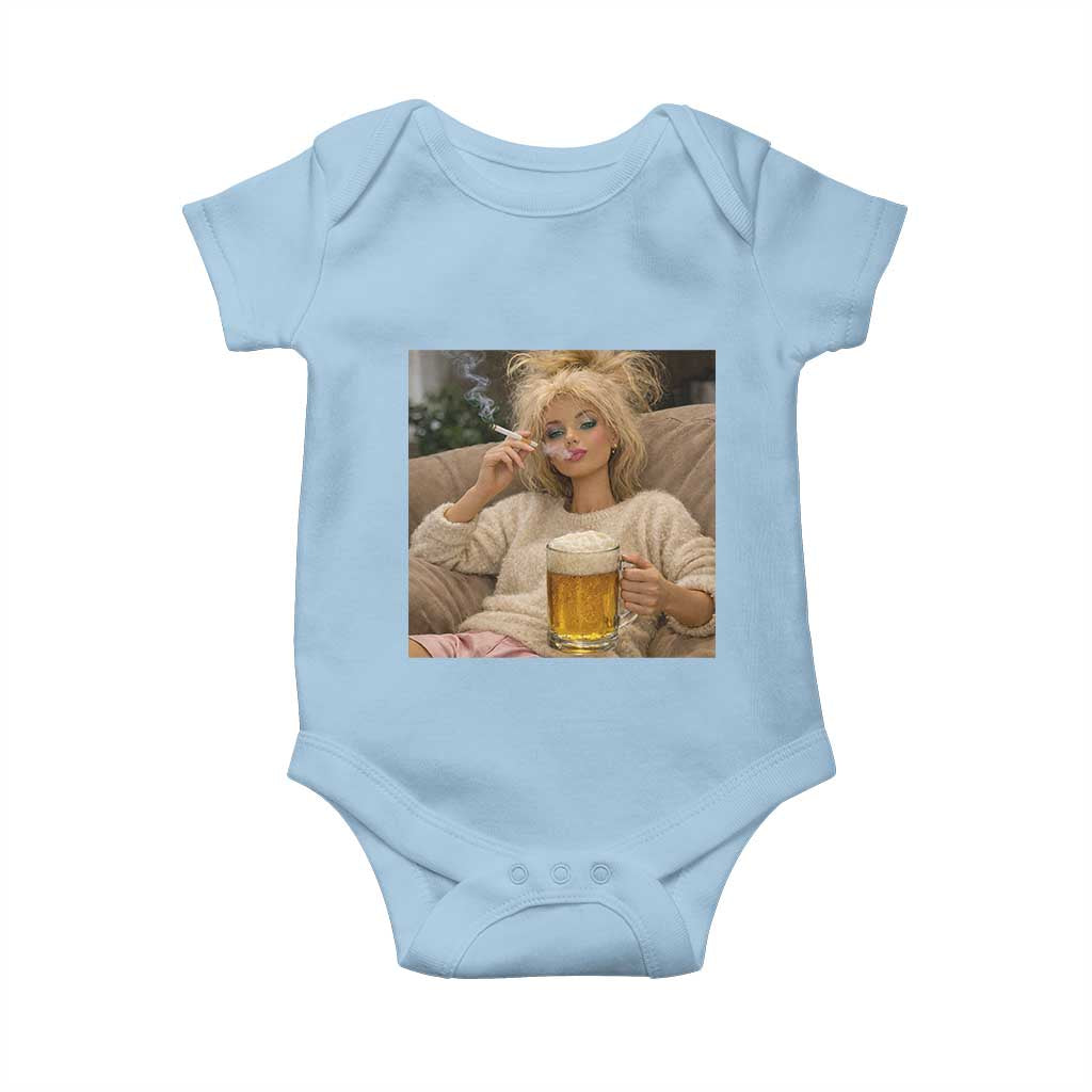 Funny Smoking And Drinking Doll Meme Baby Onesie Weekend Relaxation TS12 Light Blue Print Your Wear