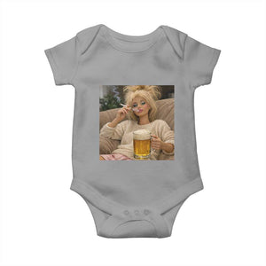 Funny Smoking And Drinking Doll Meme Baby Onesie Weekend Relaxation TS12 Sport Gray Print Your Wear