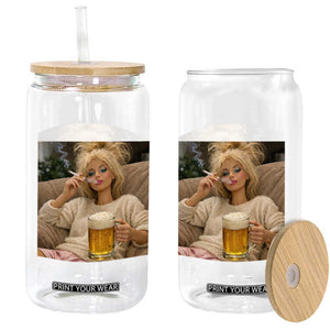 Funny Smoking And Drinking Doll Meme Glass Can Weekend Relaxation TS12 Print Your Wear