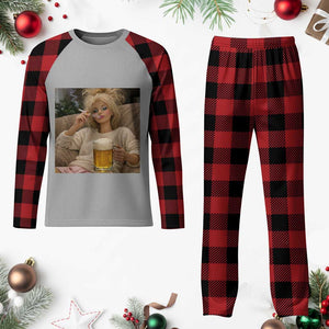 Funny Smoking And Drinking Doll Meme Plaid Pajama Set Weekend Relaxation TS12 Buffalo Plaid Print Your Wear