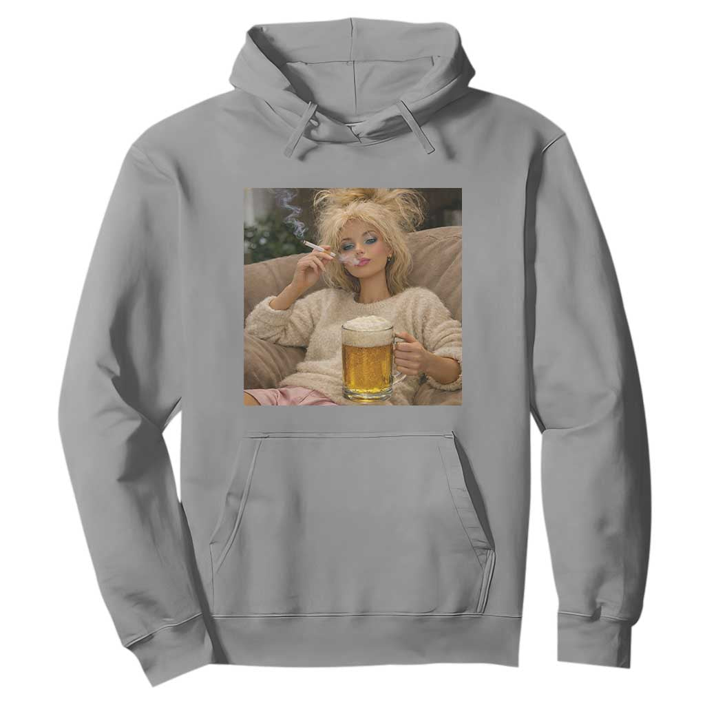 Funny Smoking And Drinking Doll Meme Hoodie Weekend Relaxation TS12 Sport Gray Print Your Wear
