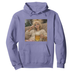 Funny Smoking And Drinking Doll Meme Hoodie Weekend Relaxation TS12 Violet Print Your Wear