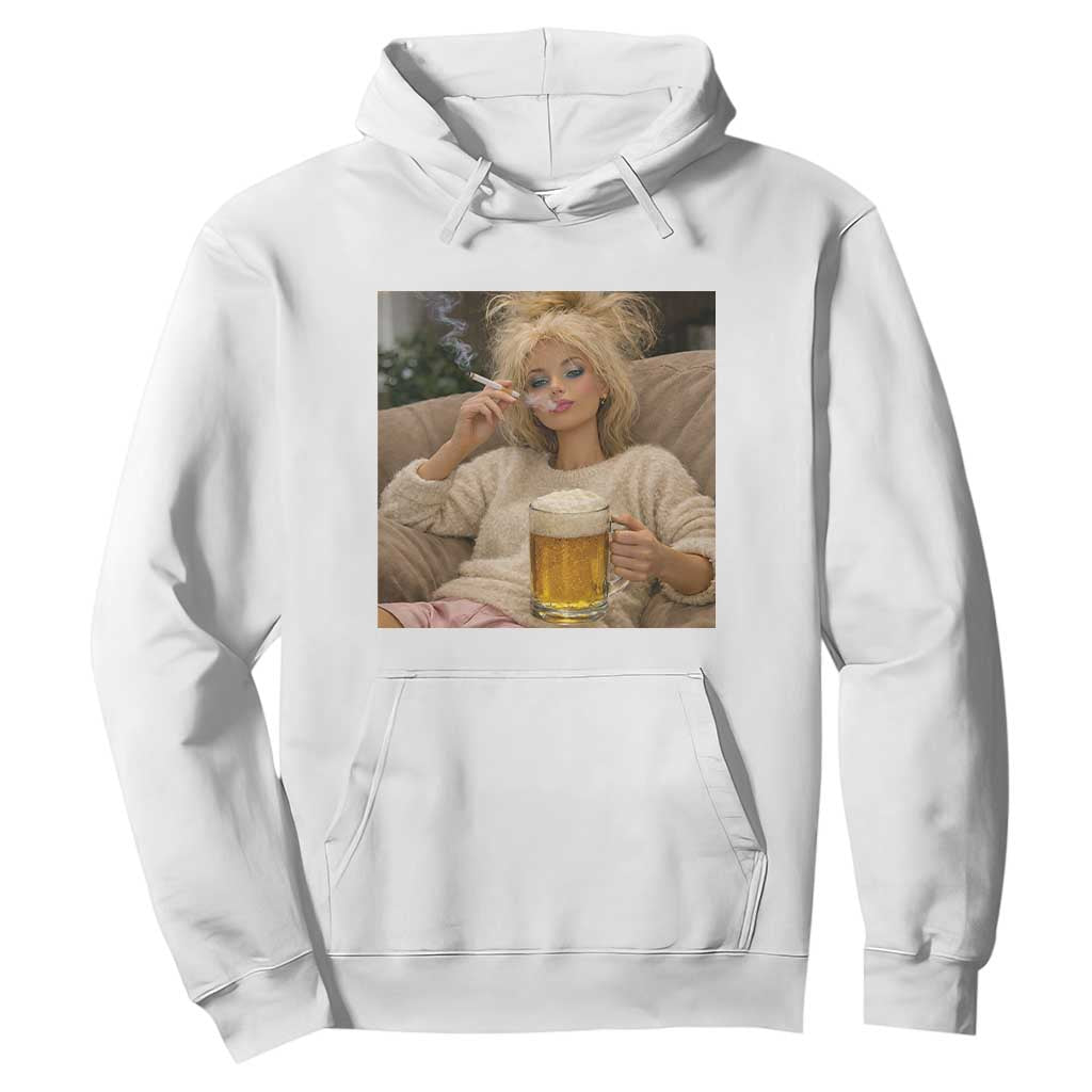 Funny Smoking And Drinking Doll Meme Hoodie Weekend Relaxation TS12 White Print Your Wear