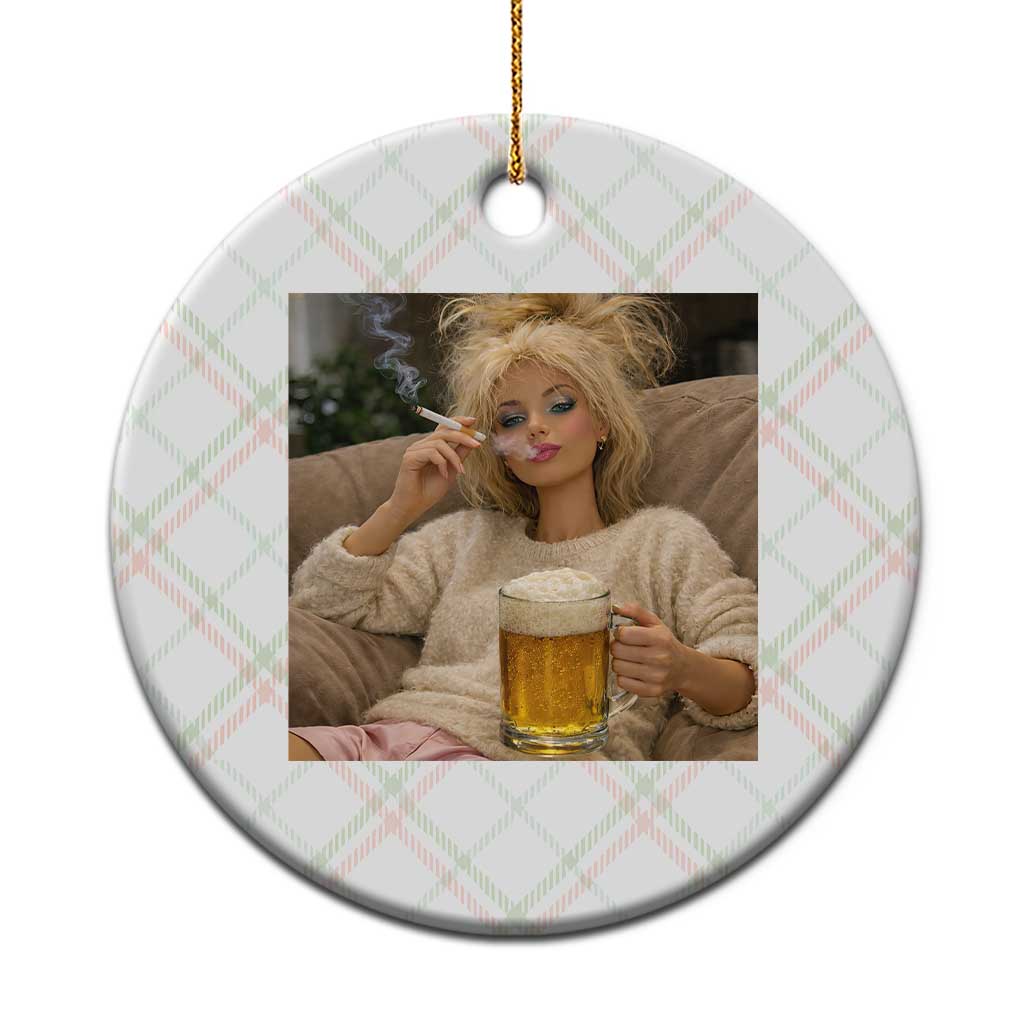 Funny Smoking And Drinking Doll Meme Ceramic Ornament Weekend Relaxation TS12 1pc Christmas Plaid Print Your Wear
