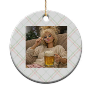 Funny Smoking And Drinking Doll Meme Ceramic Ornament Weekend Relaxation TS12 1pc Christmas Plaid Print Your Wear