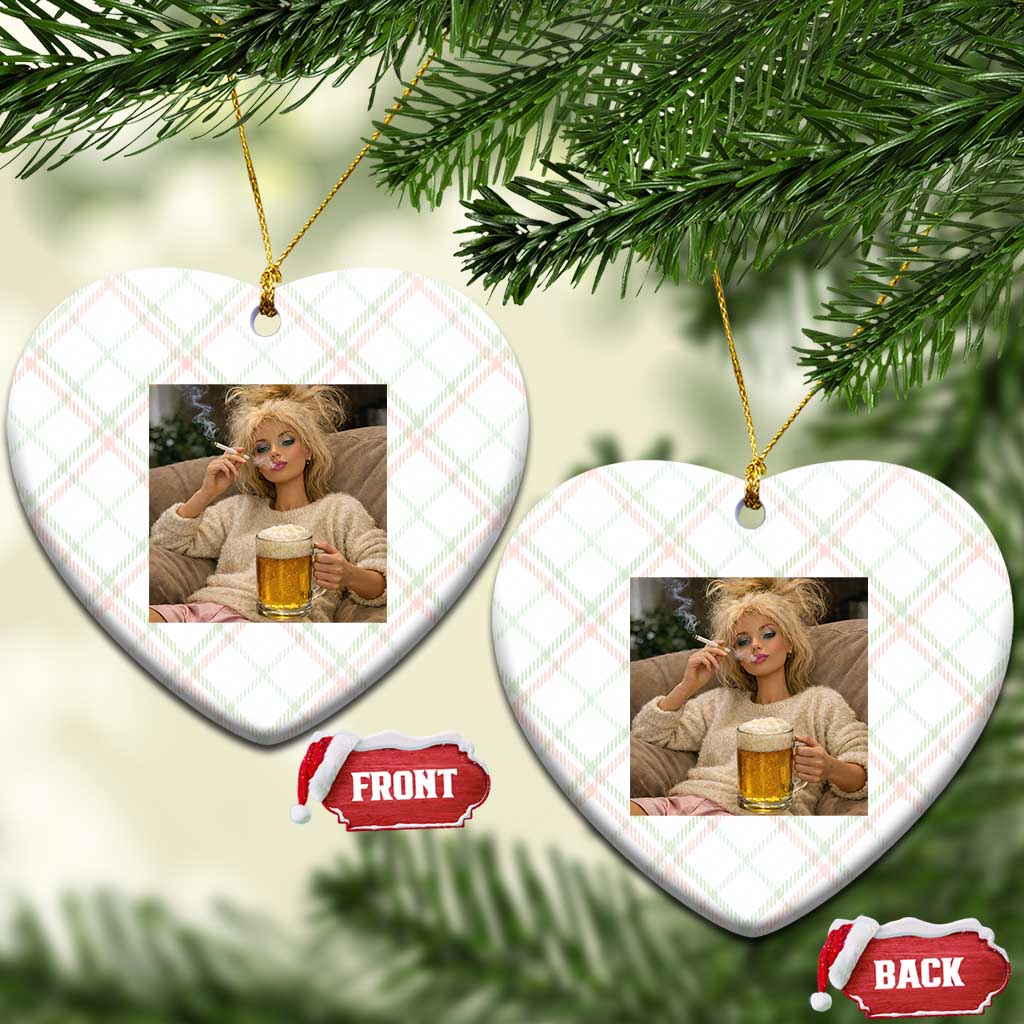 Funny Smoking And Drinking Doll Meme Ceramic Ornament Weekend Relaxation TS12 Print Your Wear