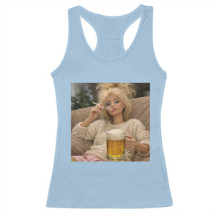 Funny Smoking And Drinking Doll Meme Racerback Tank Top Weekend Relaxation TS12 Light Blue Print Your Wear