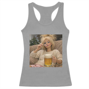 Funny Smoking And Drinking Doll Meme Racerback Tank Top Weekend Relaxation TS12 Sport Gray Print Your Wear
