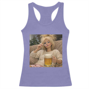 Funny Smoking And Drinking Doll Meme Racerback Tank Top Weekend Relaxation TS12 Violet Print Your Wear