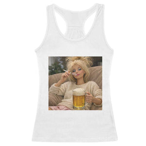 Funny Smoking And Drinking Doll Meme Racerback Tank Top Weekend Relaxation TS12 White Print Your Wear