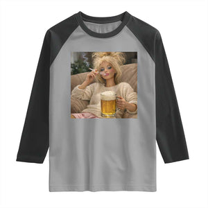 Funny Smoking And Drinking Doll Meme Raglan Shirt Weekend Relaxation TS12 Sport Gray Black Print Your Wear