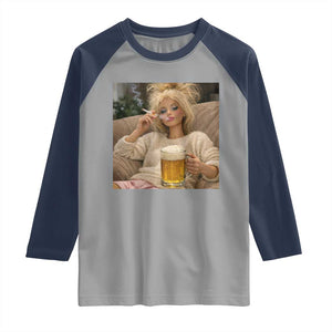 Funny Smoking And Drinking Doll Meme Raglan Shirt Weekend Relaxation TS12 Sport Gray Navy Print Your Wear