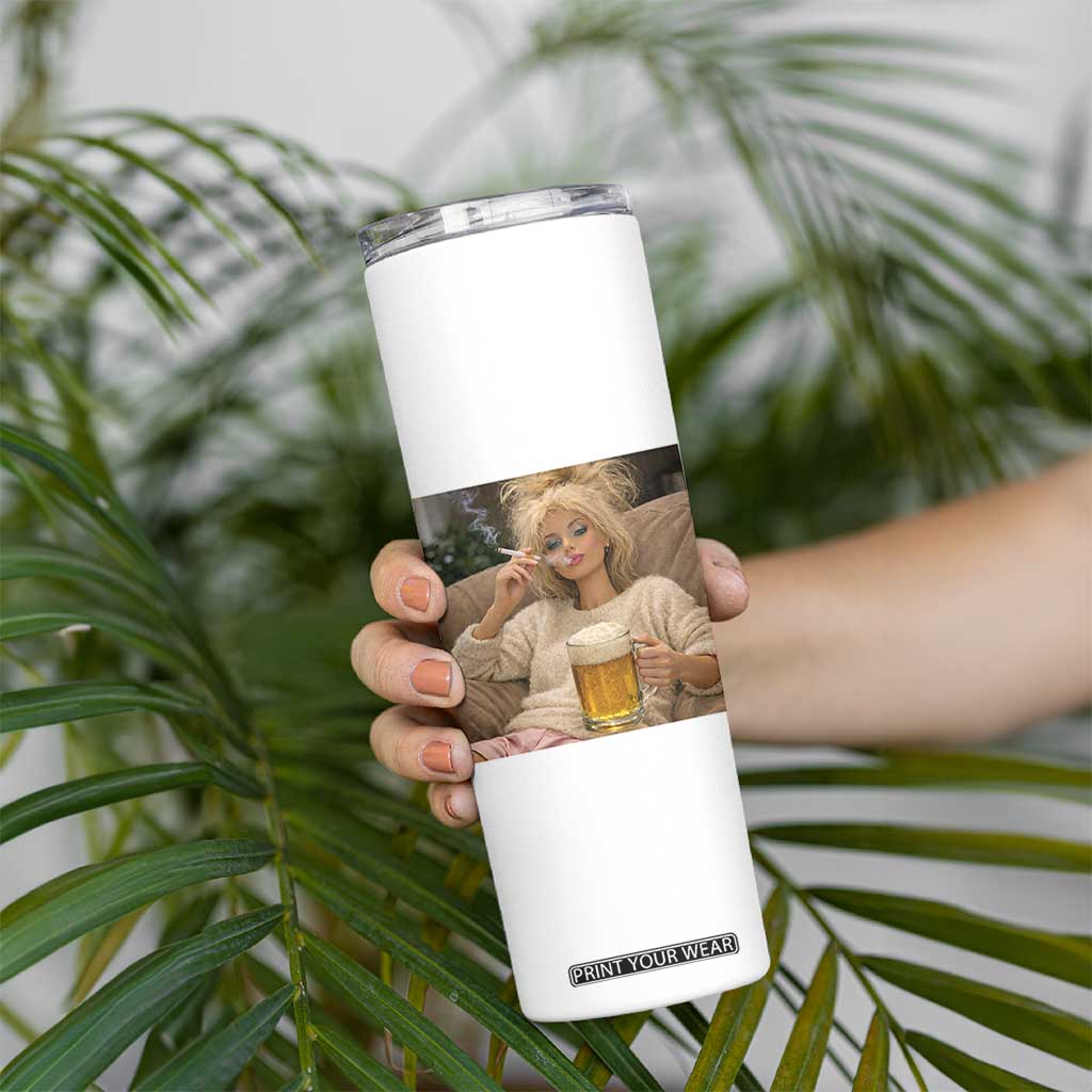 Funny Smoking And Drinking Doll Meme Skinny Tumbler Weekend Relaxation TS12 Print Your Wear