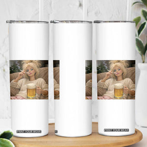 Funny Smoking And Drinking Doll Meme Skinny Tumbler Weekend Relaxation TS12 Print Your Wear